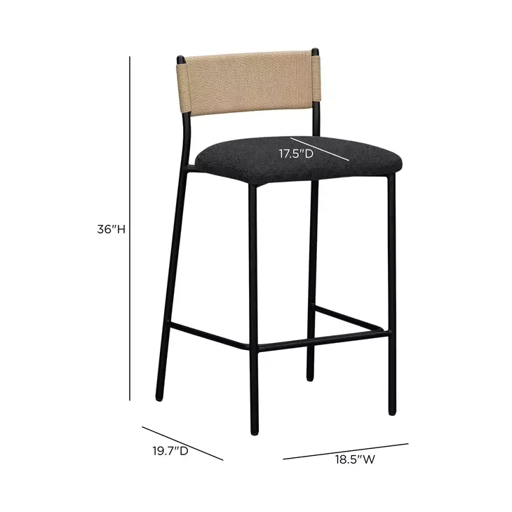 Celine Black Performance Boucle Upholstered Counter Height Stool