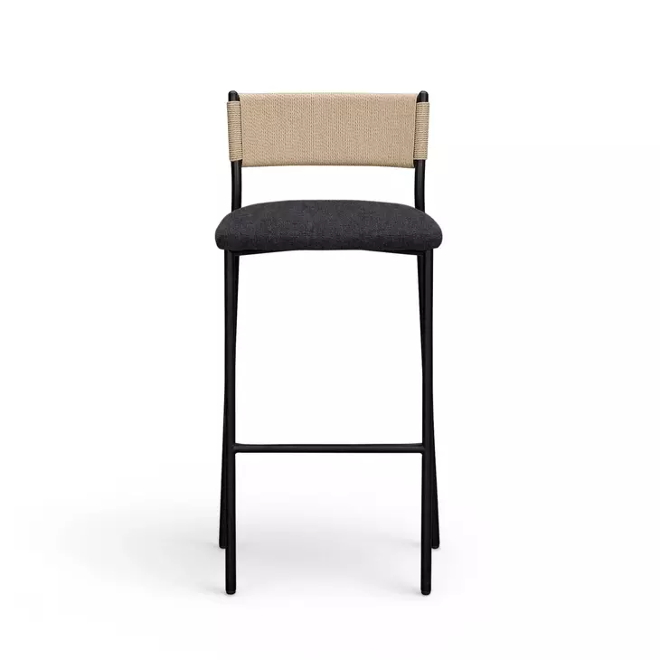 Celine Black Performance Boucle Upholstered Bar Stool