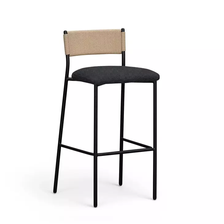 Celine Black Performance Boucle Upholstered Bar Stool