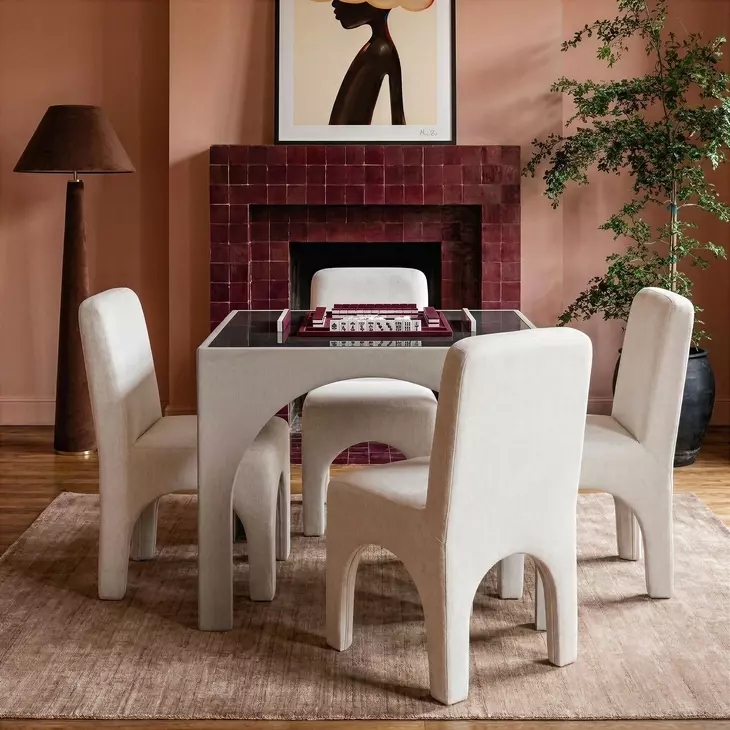 Tomlin Cream Performance Chenille Upholstered Dining Chair