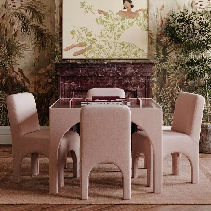 Tomlin Light Pink Performance Chenille Upholstered Dining Chair