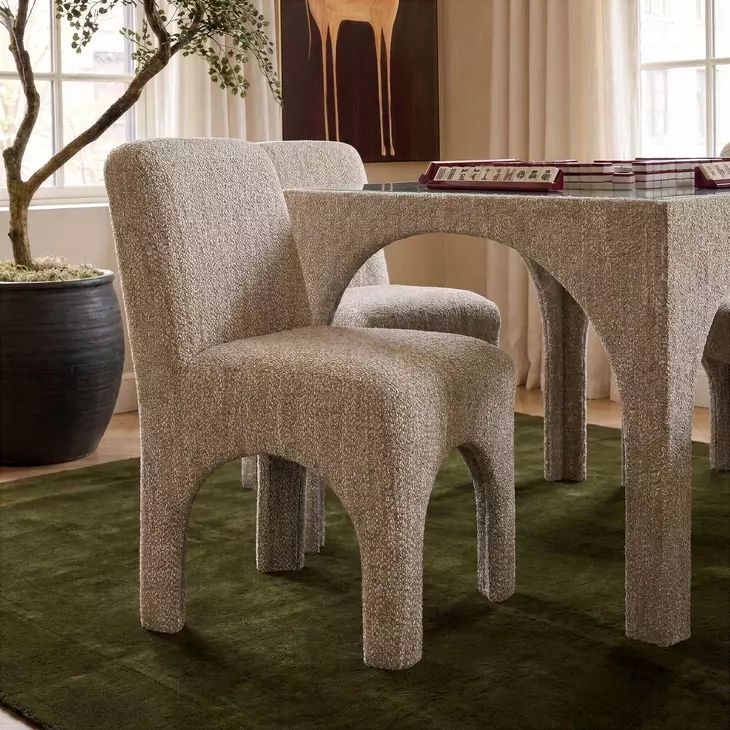 Tomlin Beige Performance Chenille Upholstered Dining Chair