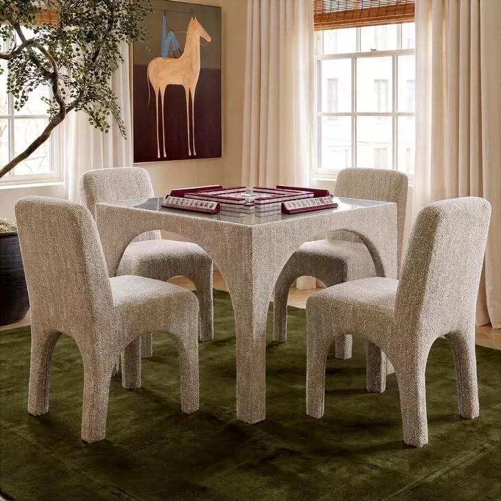 Tomlin Beige Performance Chenille Upholstered Dining Chair