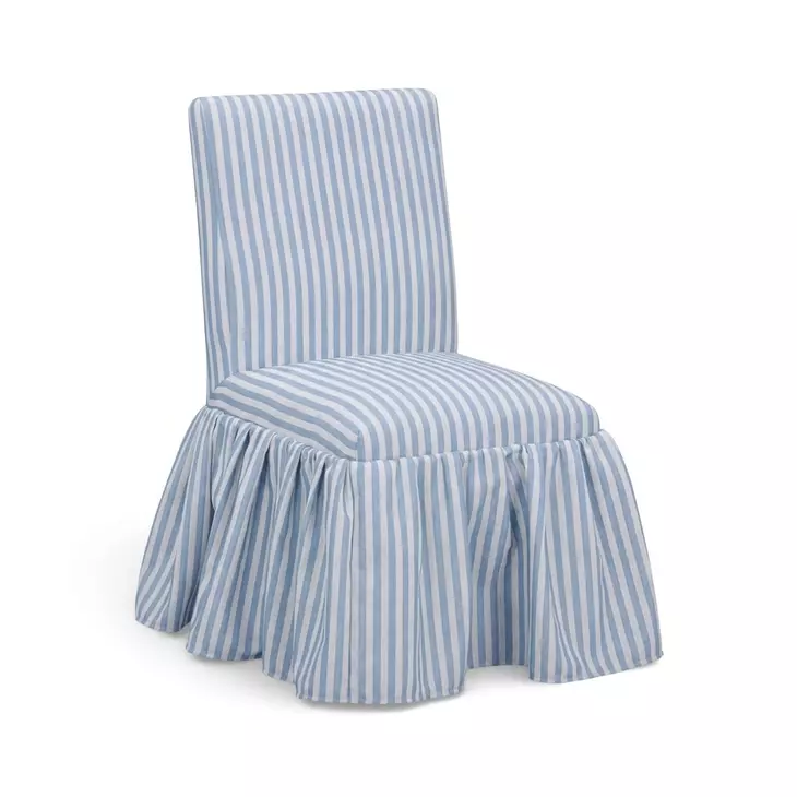 Gertrude Blue Striped Performance Linen Upholstered Dining Chair