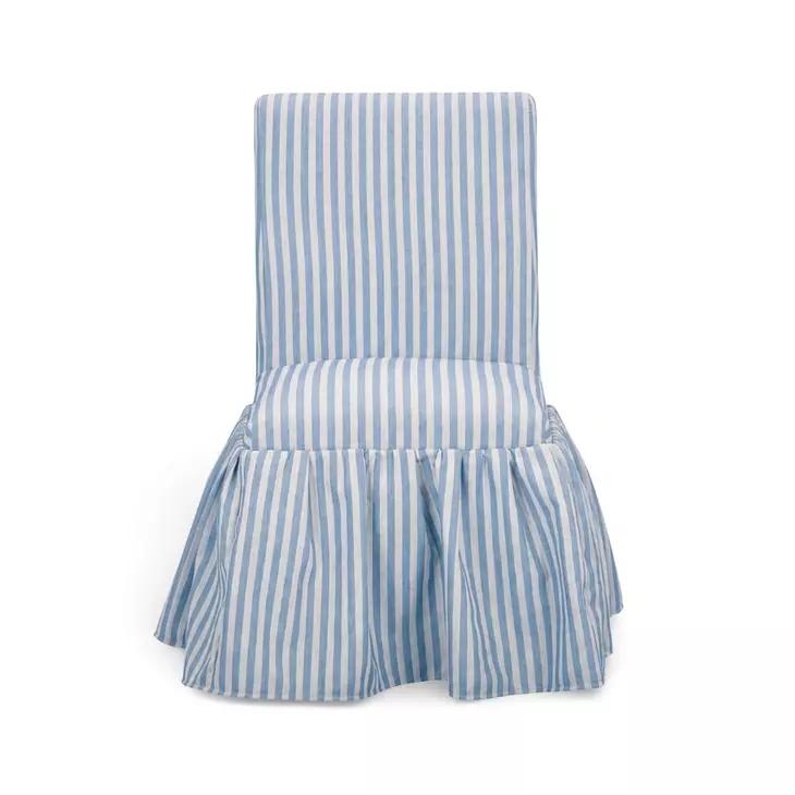 Gertrude Blue Striped Performance Linen Upholstered Dining Chair