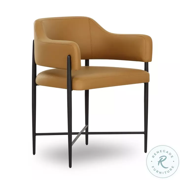 Sezanne Tan Vegan Leather Performance Fabric Dining Chair