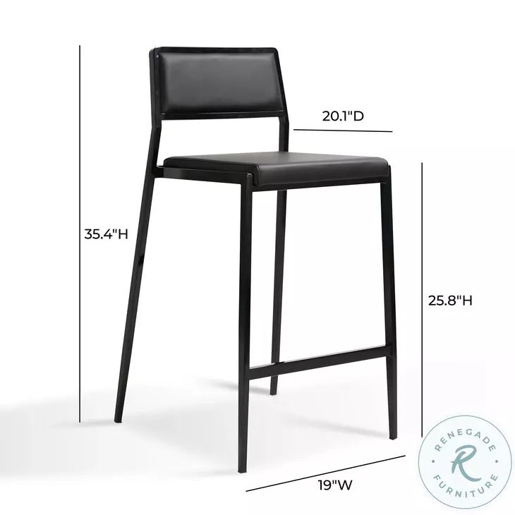 Gale Black Performance Vegan Leather Stackable Stool Set of 2 From