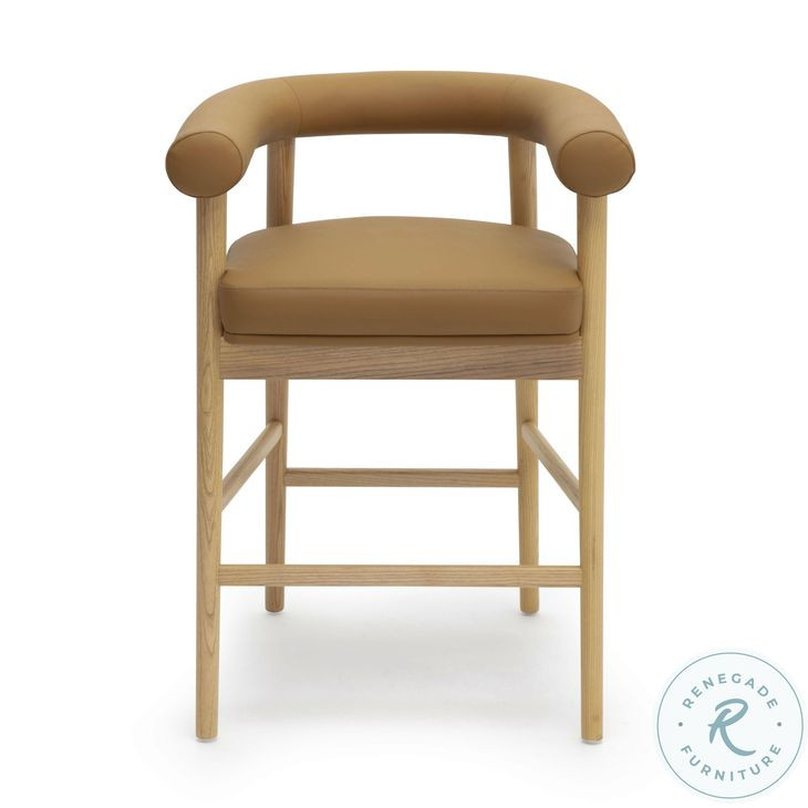 Spara Cognac Performance Vegan Leather Counter Height Stool