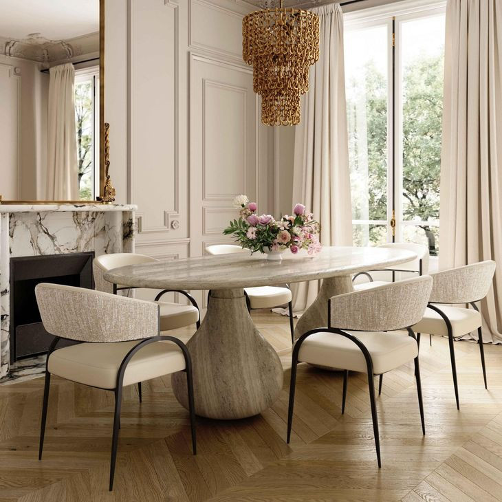 Tatum Cream Performance Fabric 2 Tone Dining Chair