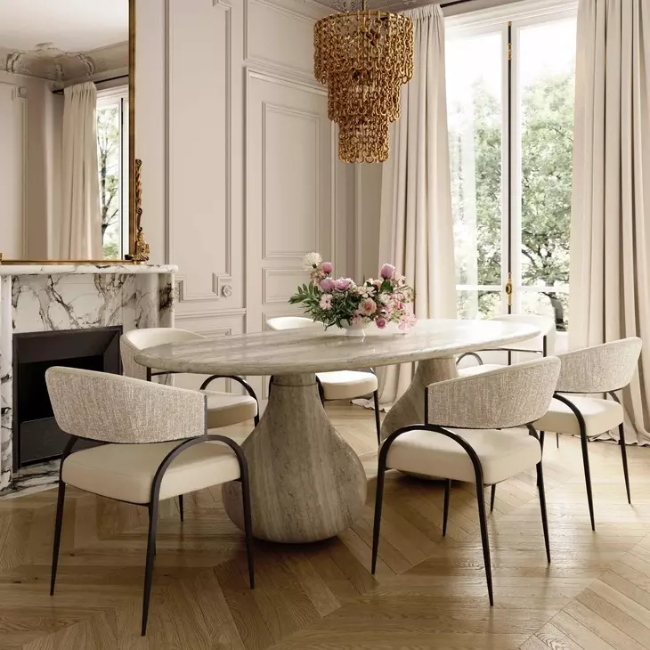 Tatum Cream Performance Fabric 2 Tone Dining Chair