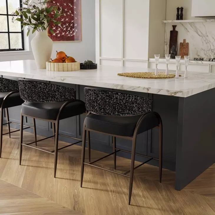 Tatum Black Performance Fabric Counter Height Stool