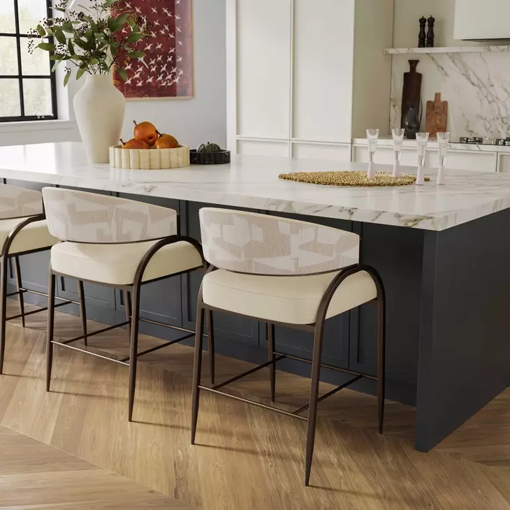 Tatum Cream Performance Fabric Counter Height Stool