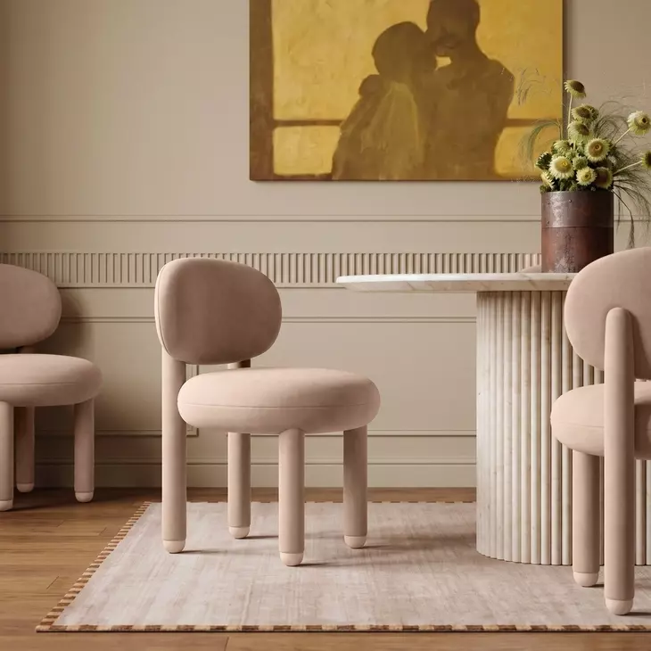 Manu Tan Performance Chenille Upholstered Dining Chair