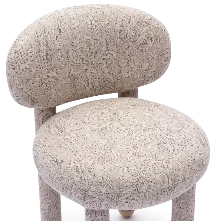Manu Neutral Floral Performance Fabric Upholstered Dining Chair