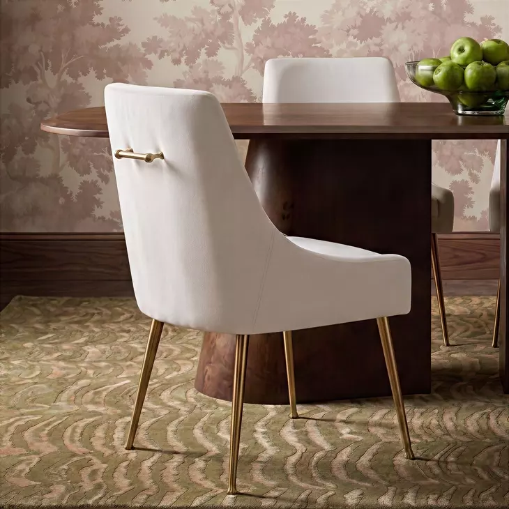 Beatrix Cream Performance Velvet Upholstered Dining Chair