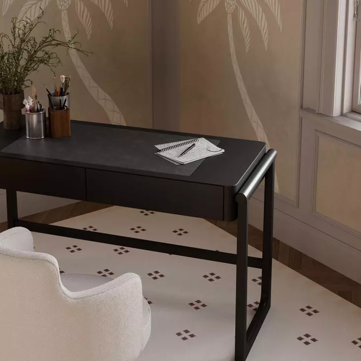 Alfalfa Black 52" Desk with 2 Drawers