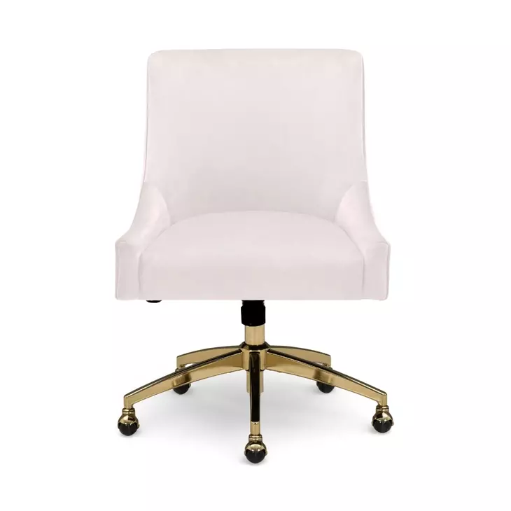 Beatrix Cream Performance Velvet Upholstered Swivel Office Chair