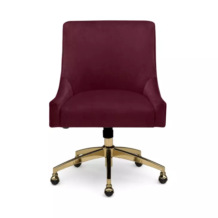 Beatrix Burgundy Performance Velvet Upholstered Swivel Office Chair