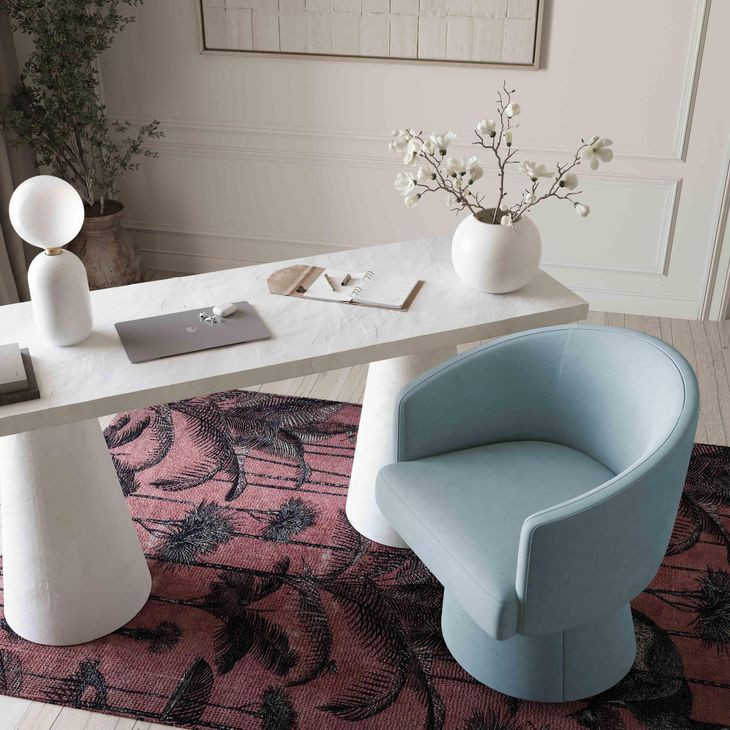 Kristen Faded Blue Upcycled Rolling Desk Chair