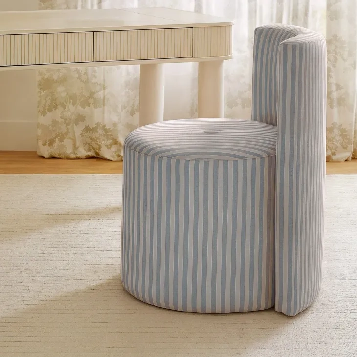 Alyssa Blue and White Performance Fabric Upholstered Desk Chair