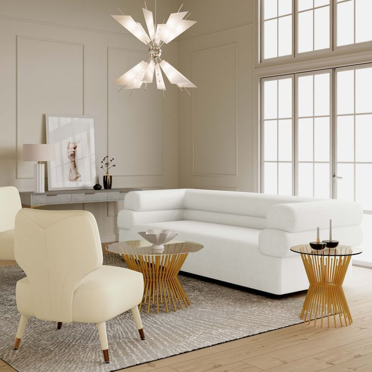 Elsa Cream Velvet 98" Sofa by Inspire Me Home Decor