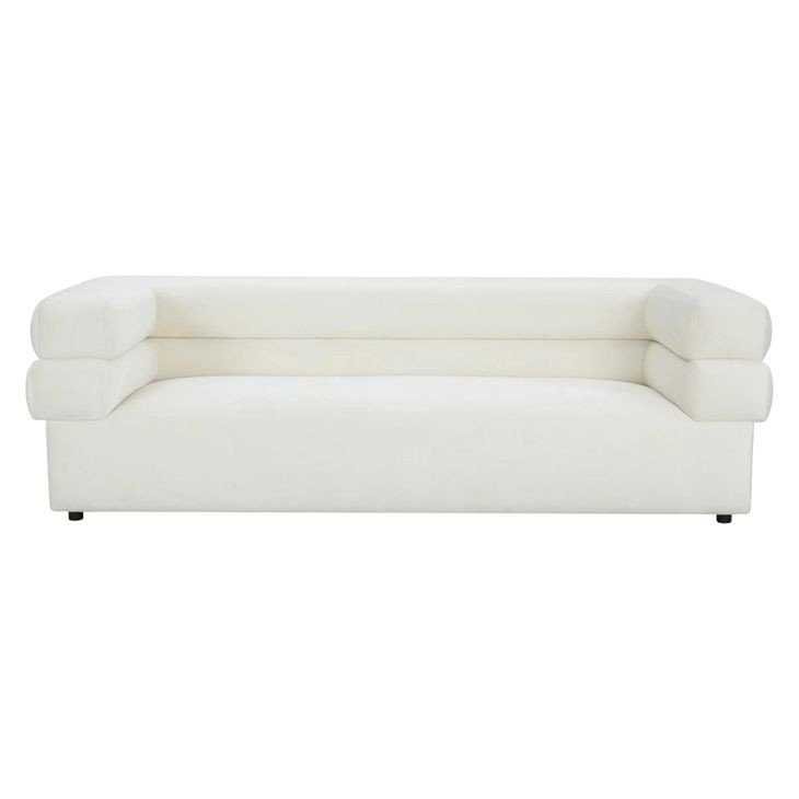 Elsa Cream Velvet 98" Sofa by Inspire Me Home Decor