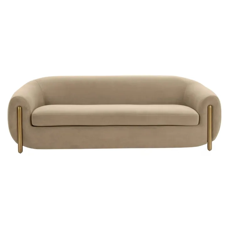 Lina Cafe Au Lait Brown Velvet 93" Sofa