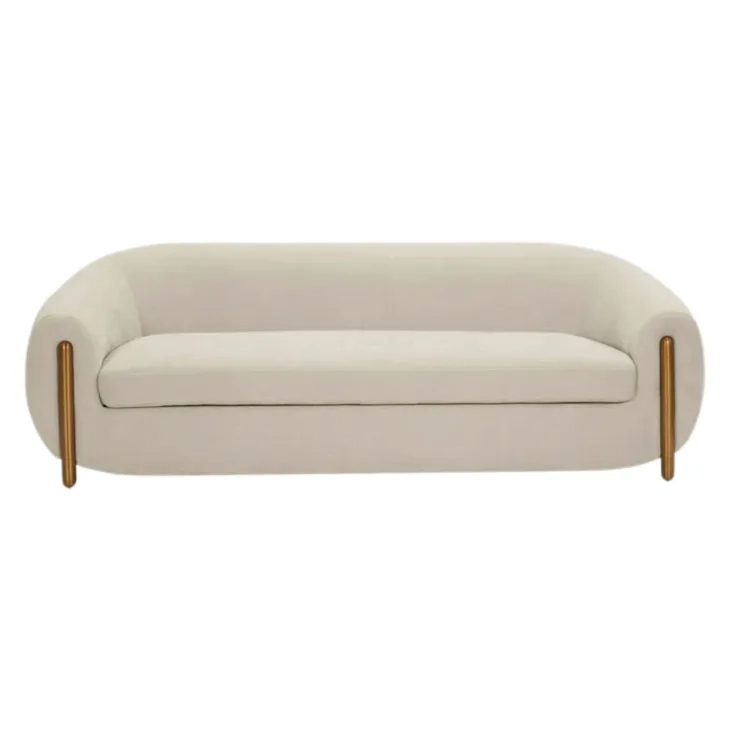 Lina Cream Chenille Textured 93" Sofa