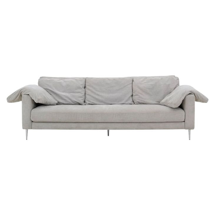 Vari Light Grey Textured Velvet Lounge 90" Sofa