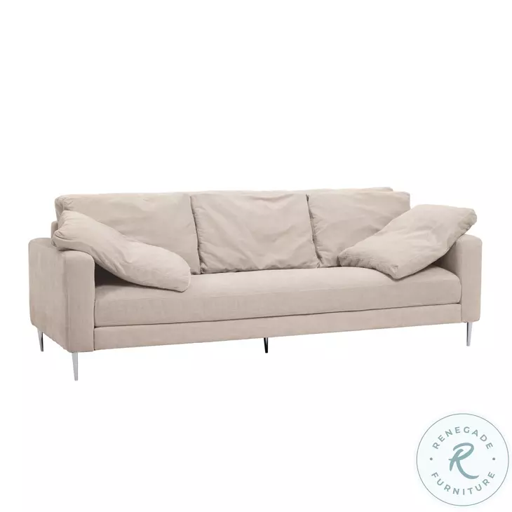 Vari Beige Textured Velvet Lounge Sofa