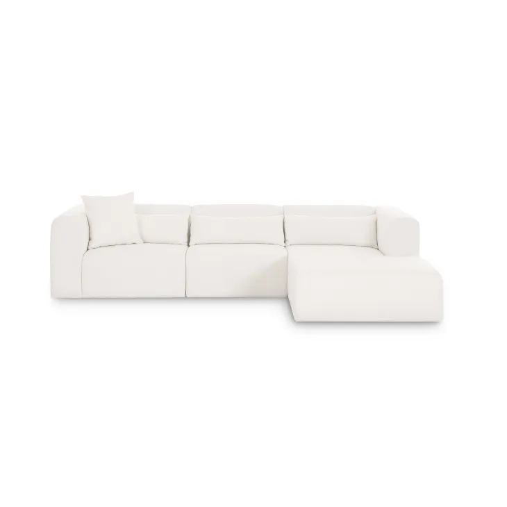 Tarra Cream Performance Fabric 3 Piece Modular Sectional with RAF Chaise and Pillow