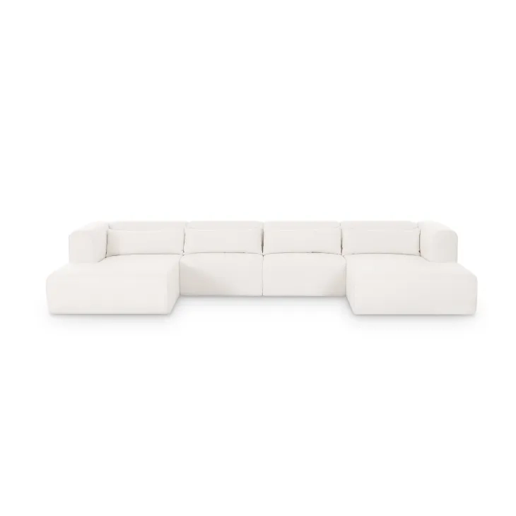 Tarra Cream Performance Fabric 4 Piece Modular Sectional