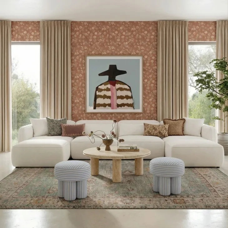Tarra Cream Performance Fabric 4 Piece Modular Sectional