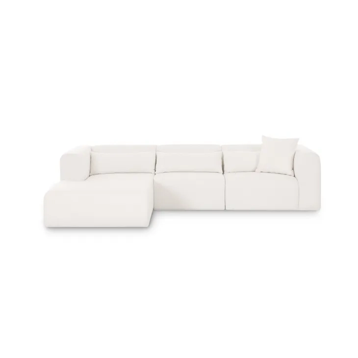 Tarra Cream Performance Fabric 3 Piece Modular Sectional with LAF Chaise and Pillow