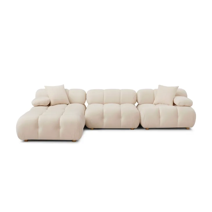 Calliope Off White Performance Velvet 4 Piece Modular Sectional with Pillows