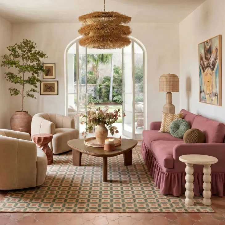 Gertrude Plum Performance Fabric Living Room Set