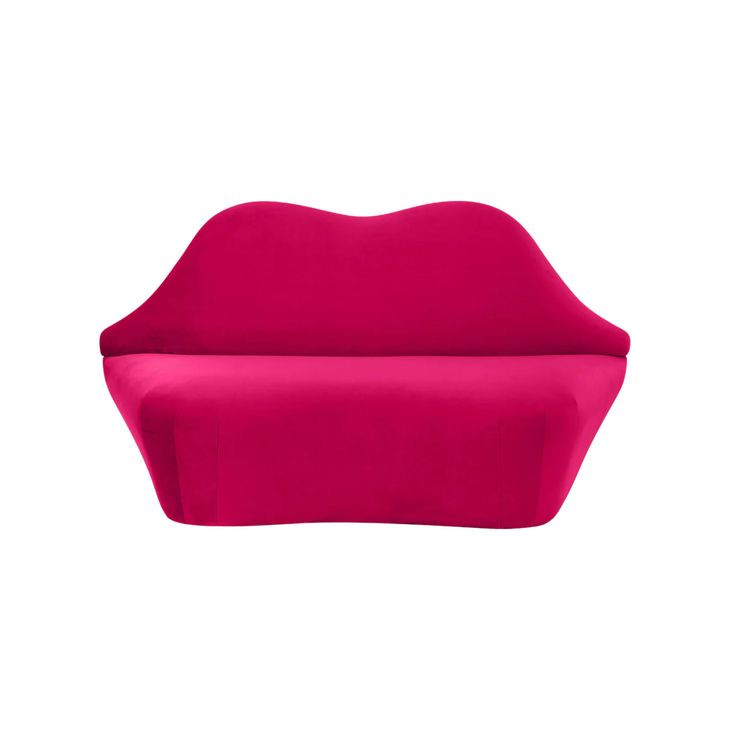 Lips Hot Pink Velvet 68" Settee