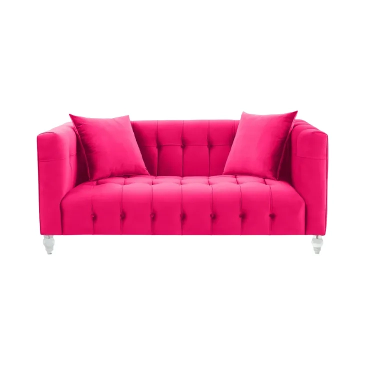 Bea Hot Pink Velvet 66" Loveseat