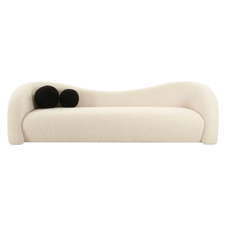 Leonie Beige Faux Shearling 103" Sofa