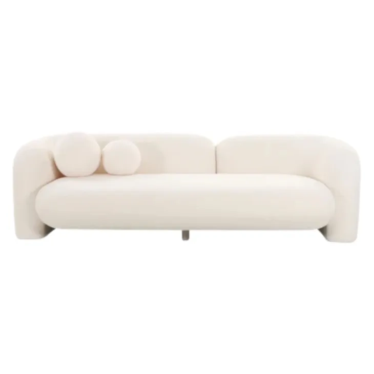 Amelie Cream Faux Fur Living Room Set