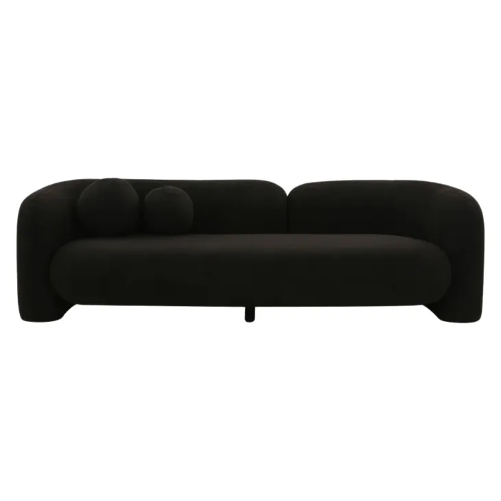 Amelie Black Faux Fur 91" Sofa