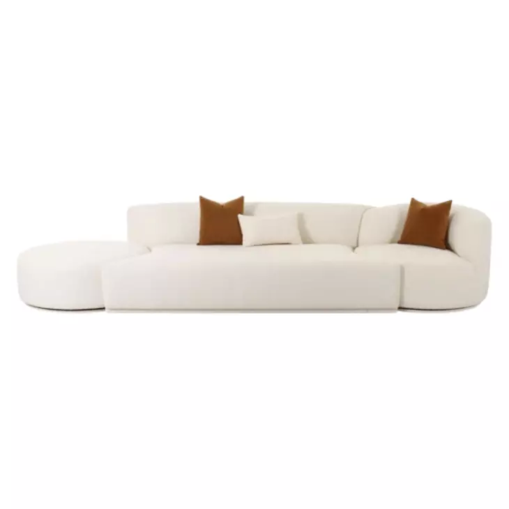 Fickle Cream Boucle 3 Piece Chaise Modular 144" Sofa