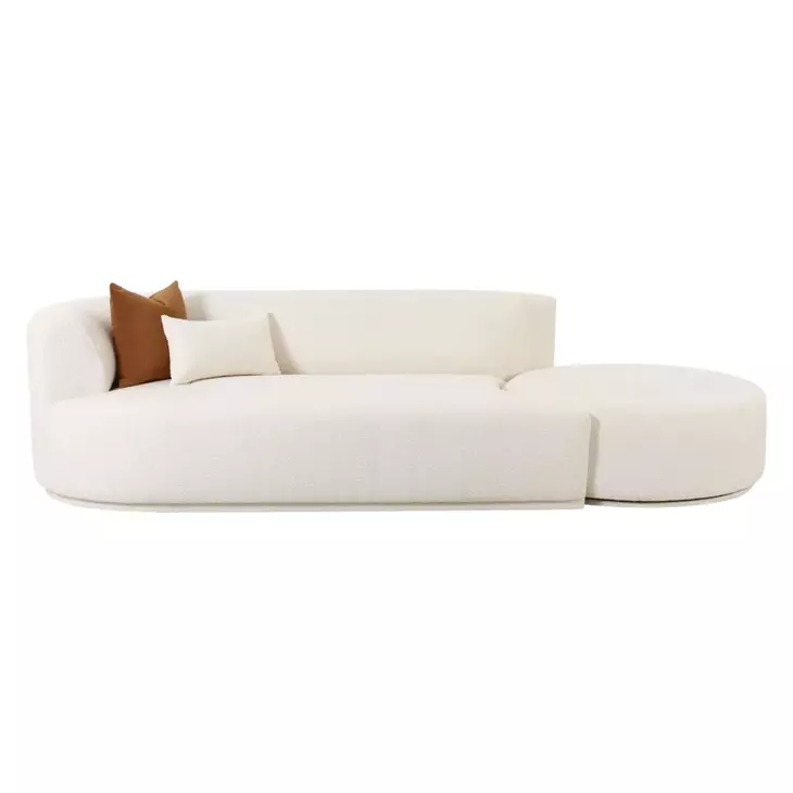 Fickle Cream Boucle 2 Piece Chaise Modular LAF 112" Sofa