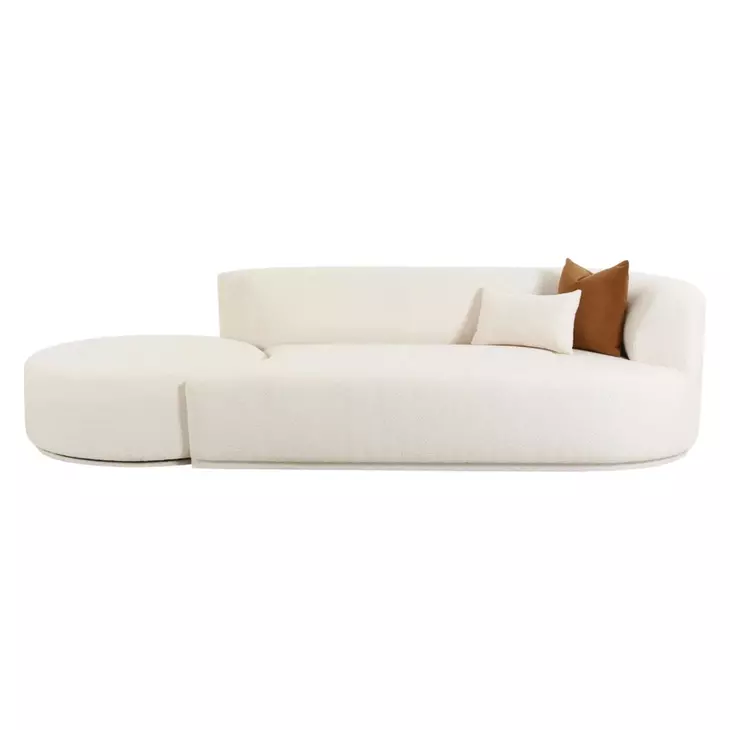 Fickle Cream Boucle 2 Piece Chaise Modular RAF 112" Sofa