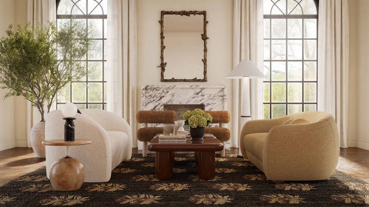 Leonie Beige Faux Sherling 84" Sofa