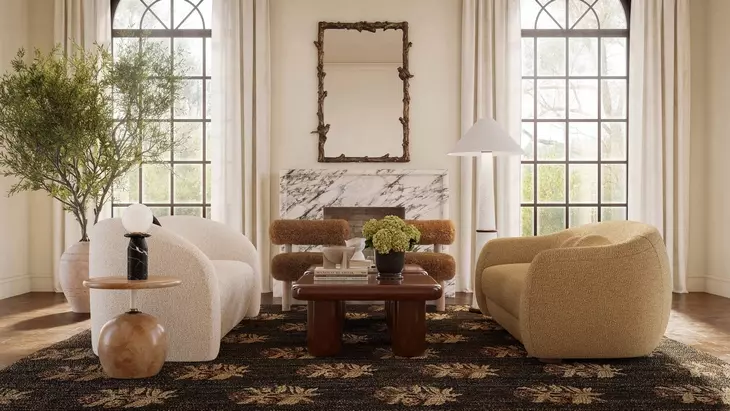 Leonie Beige Faux Sherling 84" Sofa
