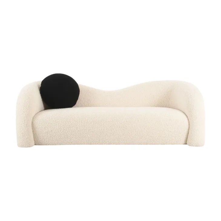 Leonie Beige Faux Sherling 84" Sofa