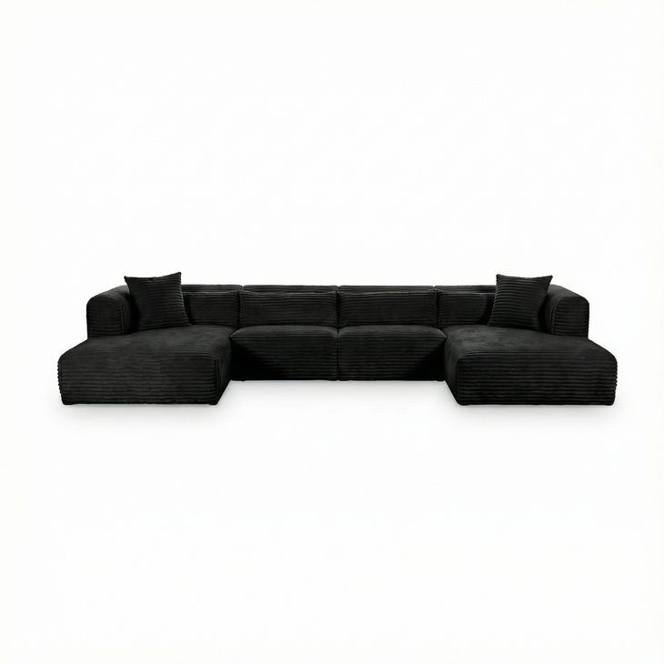 Tarra Black Performance Fabric 4 Piece Modular Oversized Sectional