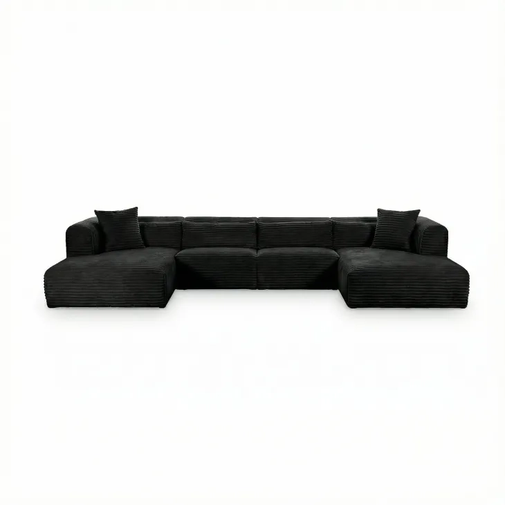 Tarra Black Performance Fabric 4 Piece Modular Oversized Sectional