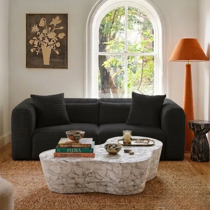 Tarra Black Performance Fabric 86" Loveseat
